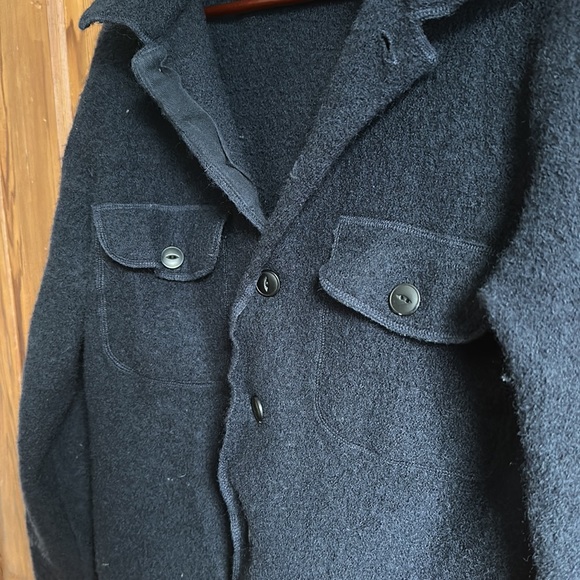 Selected Homme Wool Button Down Navy Blue - Picture 3 of 8